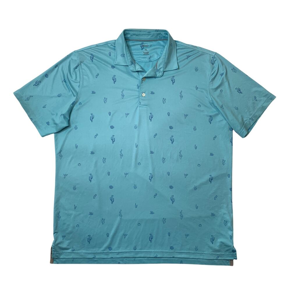Johnnie-O Polo Shirt Mens XL Ibiza Kit Cactus Motif Quick Dry Performance Golf
